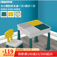 思比睿 儿童玩具兼容乐高大小颗粒积木桌子拼装男女孩玩具桌多功能画画面板学习桌节日礼物六一儿童节礼物 马卡龙大小颗粒桌+单椅+增高(4个)+收纳(4个)