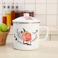 欧丽家大搪瓷杯子大茶缸家用大容量厚怀旧老式带盖铁茶缸子  12cm意境