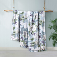 富安娜家纺 空调被60支贡缎天丝夏被 可水洗莱赛尔亲肤夏凉被子双人加大 锦上添花1.8米/2米床(230*229cm)