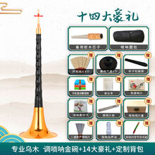 乌木唢呐成人初学者全套D调入门民族大小号红白喜事喇叭 乌木降A漆金碗+14大