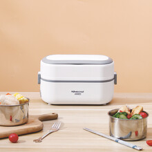 电热饭盒 保温插电加热自热蒸煮饭盒上班便携式保温多功能蒸饭神器宿舍便携莱信 方形灰色单层 1-199台