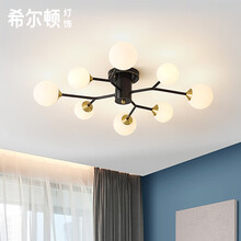 希尔顿北欧灯具全铜客厅灯卧室魔豆吸顶灯大气分子泡泡灯饰现代简约 8/头铜吊灯/适用15-20㎡MC6001-8H