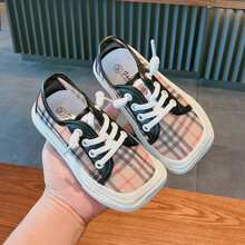 迪士尼（Disney）儿童复古帆布鞋2021夏季新款男童方头一脚蹬休闲鞋女童透气板鞋潮 卡其色 30