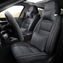适用全包棉麻汽车座套大众polo朗逸plus20款19宝来座椅套四季坐垫 黑灰-豪华版 别克英朗昂科威君越威朗君威阅朗凯越昂科拉