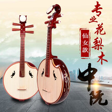 中阮乐器 专业演奏级花梨木中阮 普及 考级 演出中阮乐器 专业花梨木骨花仙女图送书籍