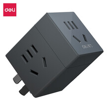 得力（deli）USB插头智能有线/无线插座转换器充电魔方多功能家用插排接线板 33634【深灰色】 无线/1转3组合孔