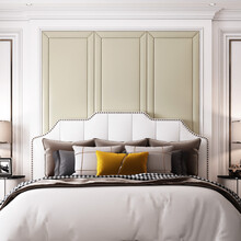 定制床头背景墙硬包电视背景墙新中式轻奢风沙发装饰金属条硬包 水洗PU 硬包每平米