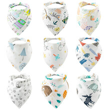 巴仔兔新生儿三角巾精梳棉初生宝宝围嘴兜双层按扣0-2岁头巾婴儿口水巾 女宝随机1条装