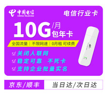 中国电信 行业卡纯流量设备专用卡全国不限速流量0月租可续费企业批量实名 【赠4G路由】电信行业卡120G包年（10G/月）