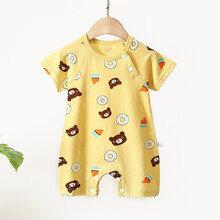 婴儿纯棉连体衣夏季宝宝短袖哈衣爬服婴儿衣服 B1 90码