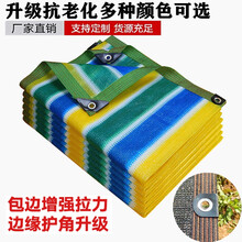 枫槿遮阳网四色条纹加密防晒网家用隔热网六道包边打孔汽车阳台楼顶防晒遮光网 四色条纹4米X5米【六线包边】