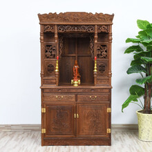 寻古红木家具非洲鸡翅木（学名：非洲崖豆木）佛龛实木新中式佛堂供桌拜拜桌神台桌 B款：长110*宽54*高199cm