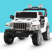 儿童电动车四轮越野车1-8岁男孩宝宝可坐双人四驱动充电汽车大号 白色+四驱+皮座+全功能+软轮 +12V7锂电瓶