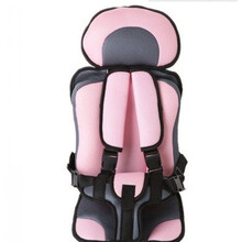迪士尼新款2021便携式简易儿童安全座椅汽车通用背带车载宝宝婴儿坐垫0-3-4-12岁 粉灰色小号0-4岁