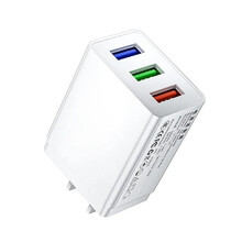 昊微 手机充电器单双口usb直插充电头适用小米8红米vivo华为荣耀oppo苹果平板2A快充充电插头 白色【三口USB充电头】