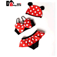 哈珀芮品牌宝宝比基尼儿童泳衣女孩中小童游泳衣女宝宝分体比基尼裙式泳装 米奇分体 带帽 S(20斤)