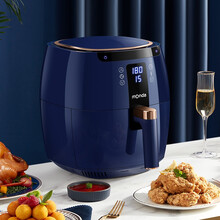 monda空气炸锅家用2021新款大容量6.5L无油多功能全自动智能电炸锅薯条机 蓝色液晶款
