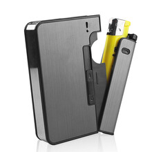 烟盒 自动弹烟盒打火机一体个性创意定制10支装型烟盒便携 灰拉丝