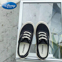 ℘Disney/迪士尼 儿童帆布鞋2021新款潮夏季时尚男童鞋韩版透气一脚蹬低帮女童板鞋 3051黑色 关注店铺优先发货 26 码内长16cm
