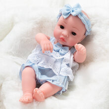 儿童毛绒玩具仿真娃娃全软胶会说话的洋娃娃布娃娃可爱女孩小玩偶早教女孩公主安抚玩具送女孩生日礼物 275-2睁眼 蓝花边(男娃) 55声版
