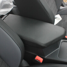 大众19款速腾扶手箱套21新速腾20内饰改装专用中央手扶箱保护皮套 19-21速腾黑皮黑线