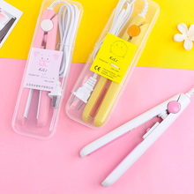 O.BVEN 卡通迷你直发器卷发棒直卷两用刘海内扣电夹板塑料盒直夹板学生宿舍熨板大卷小卷 白色