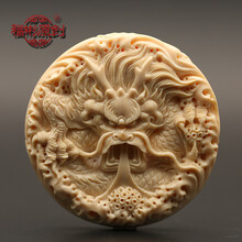 猛犸牙雕盘龙戏珠吊坠男士女款猛犸象牙饰品生肖龙吊坠挂件手把件本命年吊坠男朋友生日礼物