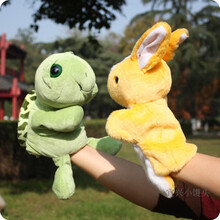 手偶 龟兔赛跑手偶玩具嘴巴能动幼儿园亲子游戏舞台小剧场道具动物乌龟 黄免与立体大眼龟