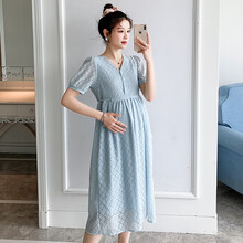 小兀 孕妇装夏装孕妇裙夏季夏天外穿孕妇连衣裙宽松大码孕妇裙子孕妈装 图片色 M