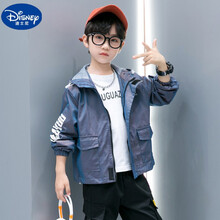 迪士尼童装【高品质】儿童外套春秋2021秋装新款童装男童冲锋衣夹克男孩洋气上衣薄款潮 蓝色 110