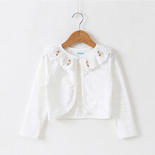 童装儿童披肩女童外套宝宝开衫外搭2021夏季新款薄款女孩小坎肩公主中小童舒适空调服休闲上衣挡风遮阳衫 白色/长袖 140码(建议身高125左右)