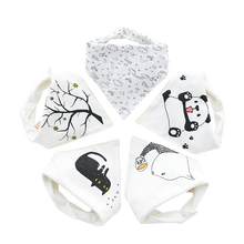 班杰威尔（Banjvall）婴儿三角巾口水巾纯棉宝宝围嘴双层按扣新生儿围兜5条装 三角巾白色(5条装)