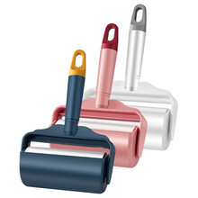 粘毛器粘尘纸撕式粘毛器衣服除毛刷除尘滚筒去毛器沾毛刷宠物刷毛器狗毛猫毛衣物吸毛器胖景品 黄蓝色手柄+6卷纸（360撕）