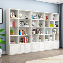 伊塔拉 书架书柜组合落地简易收纳储物置物架实木色带门小柜子 暖白色无柜门 A款40*24*180