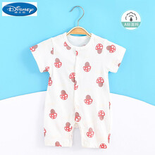 迪士尼【夏季新款】婴儿0-3精梳棉短袖连体衣男女宝宝薄款空调服睡衣新生儿哈衣爬服睡觉穿着舒服 粉红色【蘑菇对开短袖】 73 建议5-7个月宝宝