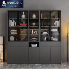 罗西慕 北欧轻奢书柜简约现代置物架家用玻璃门收纳柜办公室文件柜书房组合书橱展示柜 0.8米两门书柜  订金