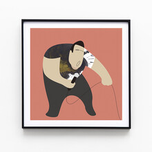 dprints迪品 现代轻奢客厅装饰画艺术限量版画卧室餐厅玄关装饰字画创意版画《K歌之王》 黑色铝框 362*362 mm