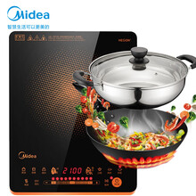 美的(Midea)电磁炉 家用大功率 电磁灶 恒匀火 智能定时 低噪散热 C21-WH2126(赠汤锅+炒锅)