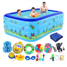 盈泰（intime） 婴儿游泳池充气儿童家庭超大型戏水池加厚保温洗澡盆 1.8米四环加厚泡泡底豪华套餐-668