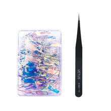 T美甲饰品美甲贴纸指甲装饰幻彩光玻璃纸梦幻七彩镭射纸网红美甲装饰镜面贴不规则糖纸 玻璃纸+直头镊子