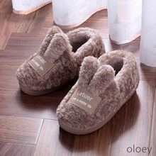 达·芙妮联名官方童鞋允竹品牌儿童棉拖鞋棉鞋冬季宝宝室内保暖卡通 LT8931包跟 卡其 24(适合脚长19-20cm)