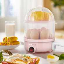 奥克斯煮蛋器家用小型煮鸡蛋机煎蛋器迷你双层蒸鸡蛋羹机热奶自动断电学生宿舍蒸蛋器蒸鸡蛋器 粉色（双层 不带碗）