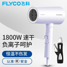 飞科（FLYCO） 电吹风 家用负离子大功率吹风筒可折叠便携式吹风机FH6277淡紫色 标配+鼻毛器