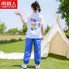 南极人ゐ5-14岁漂亮小女生穿的女童夏装套装2021新款韩版儿童网红洋气夏季短袖中大童运动两件套 蓝色【漫画套装】 120cm