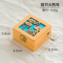 创意木质手摇八音盒发条式小音乐盒手工diy送女孩儿童女生日礼物 两只火烈鸟