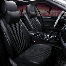 马鞍汽车坐垫亚麻荞麦壳四季通用核桃壳养生小蛮腰夏季半包座椅套 经典黑【豪华版】 本田飞度思域雅阁凌派缤智XRVCRV皓影冠道URV