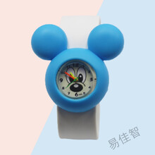 大耳朵米奇石英表儿童玩具手表女孩男孩果冻撞色搭配教学电子表 白带蓝头撞色