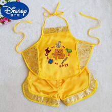 【传统新】迪士尼端午节刚出生小孩穿的宝宝肚兜黄马褂婴儿红兜兜端午节黄色五毒肚兜儿童小孩子唐装表演 黄色 五毒 73建议3-12个月