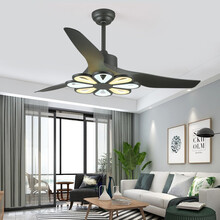 风光伴一生创意花朵风扇灯 led静音吊扇灯简约现代风扇吊灯北欧客厅餐厅卧室电扇灯家用变频遥控灯扇一体 【魔力黑】52寸变频遥控+LED