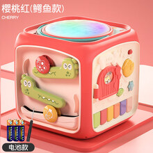 婴儿玩具儿童拍拍鼓手拍鼓六面体音乐多功能6个月宝宝早教1岁生日礼物抖音网红同款 大号音乐手拍鼓樱花粉-鳄鱼电池版